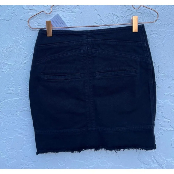 NWT IRO Binda Womens Front Zip Frayed Denim Mini Skirt Black Sz 34 - Picture 5 of 11